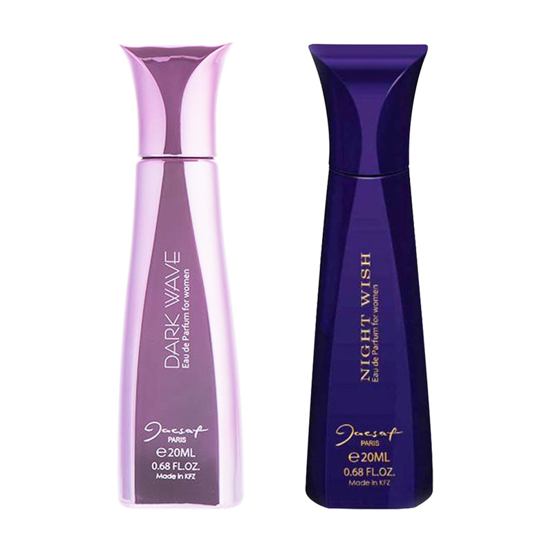 عطر جیبی زنانه ژک ساف مدل Night Wish حجم 20 میلی لیتر به همراه عطر جیبی زنانه ژک ساف مدل Dark Wave حجم 20 میلی لیتر