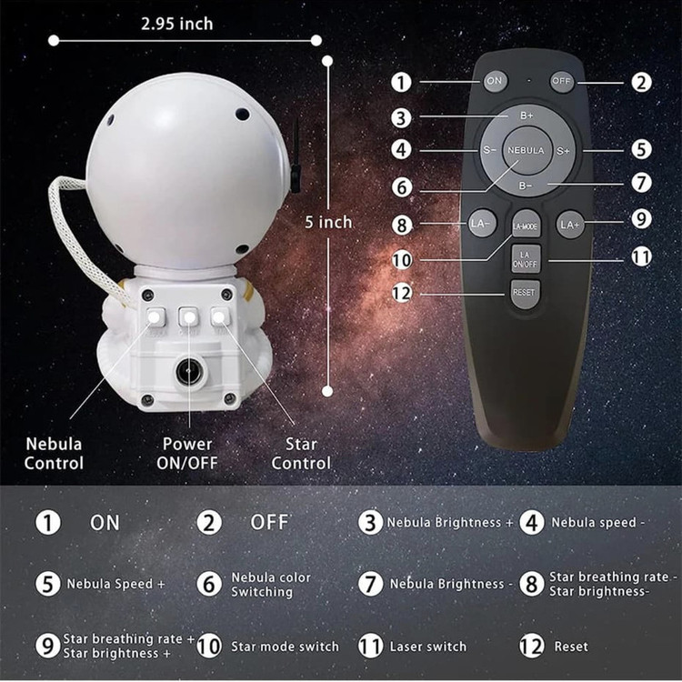 رقص نور لیزری مدل کهکشانی طرح فضانورد نشسته گیتاری
