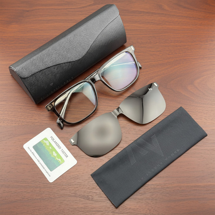 فریم عینک طبی آلبرت وگ مدل CG7201C646-P75 Polarized Double Switch مناسب برای انواع صورت به همراه کاور آفتابی