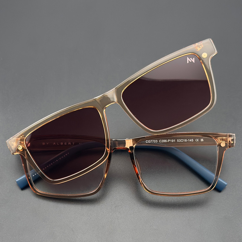 فریم عینک طبی آلبرت وگ مدل CG7703C286P191 Polarized Double Switch مناسب برای انواع صورت به همراه کاور آفتابی