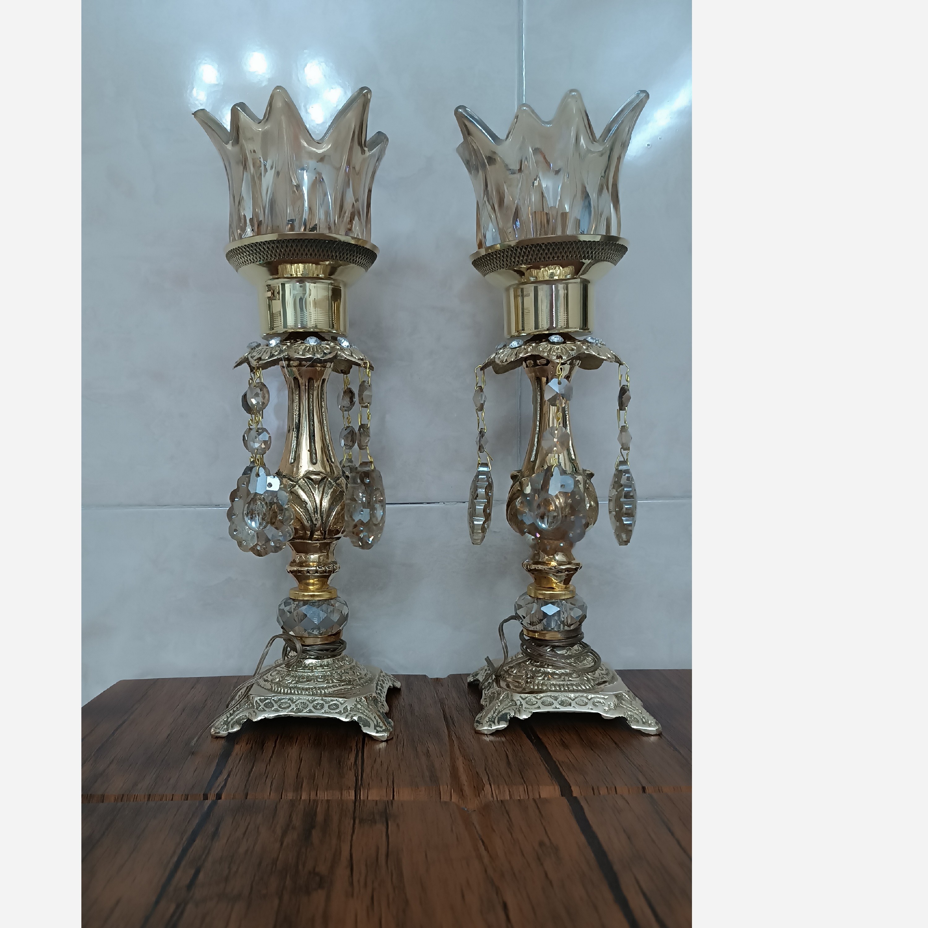 جاشمعی برنجی با لاله شامپاین کوتاه کد 732