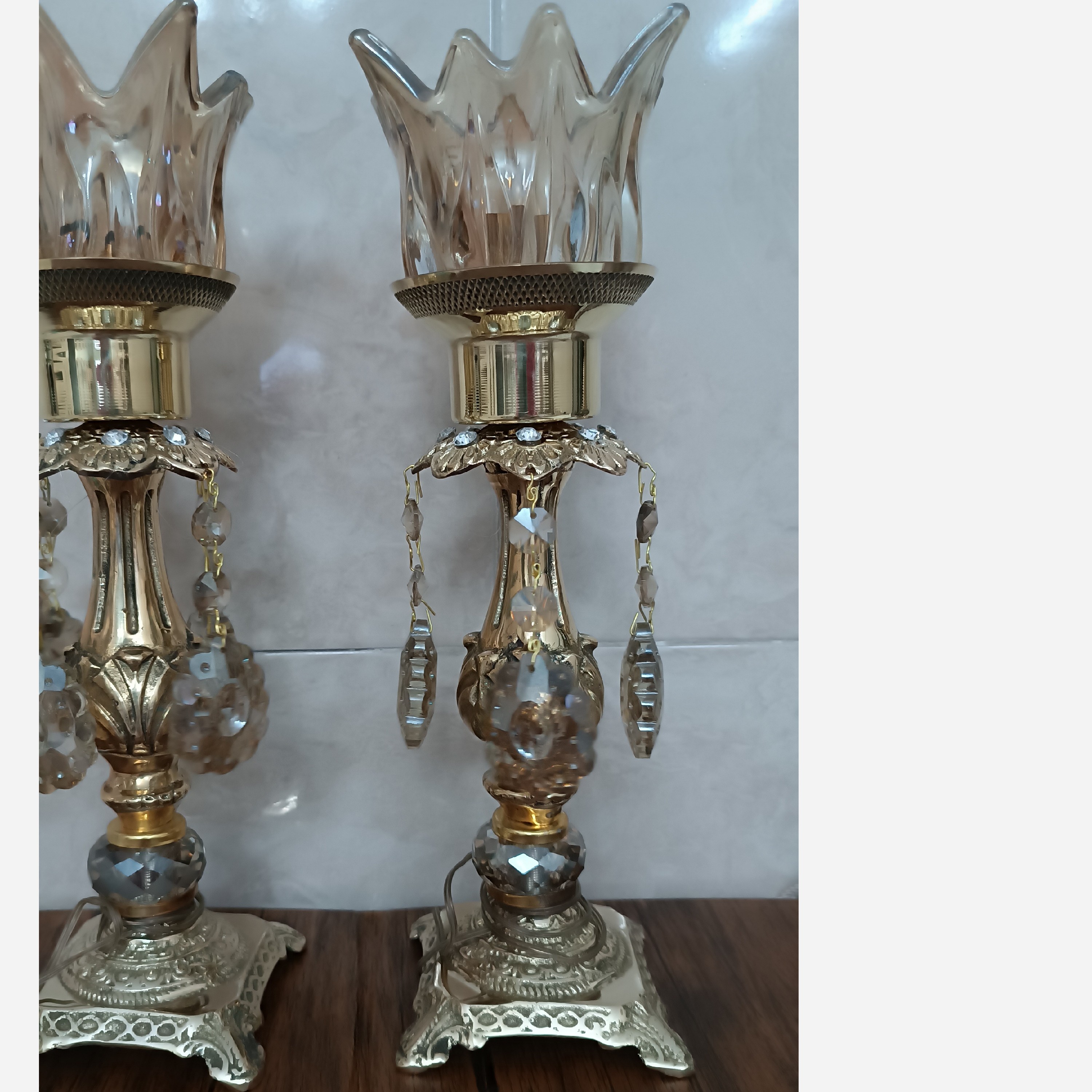 جاشمعی برنجی با لاله شامپاین کوتاه کد 732