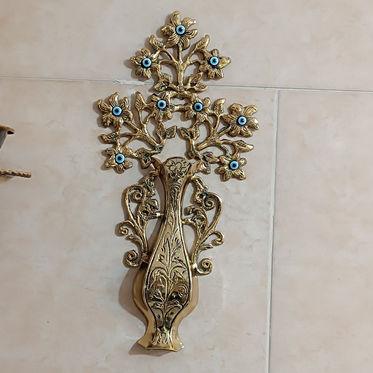 گلدان دیواری برنجی و دیوار کوب چشم ونظر کد 351