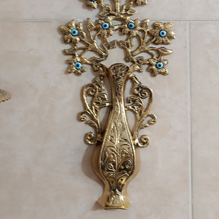 گلدان دیواری برنجی و دیوار کوب چشم ونظر کد 351
