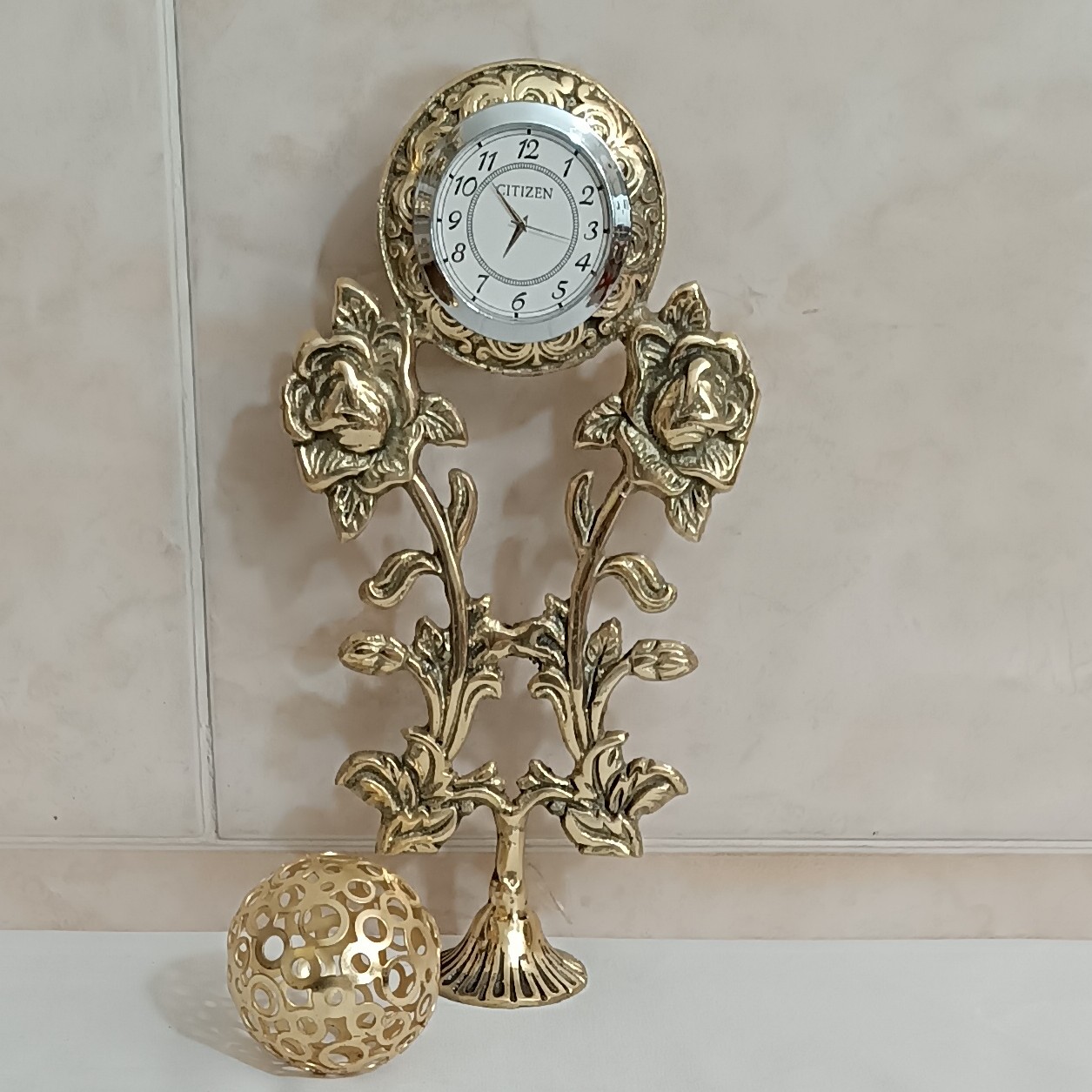 ساعت رومیزی برنجی گل رز کد 312(ساعت برنزی) ارسال رایگان