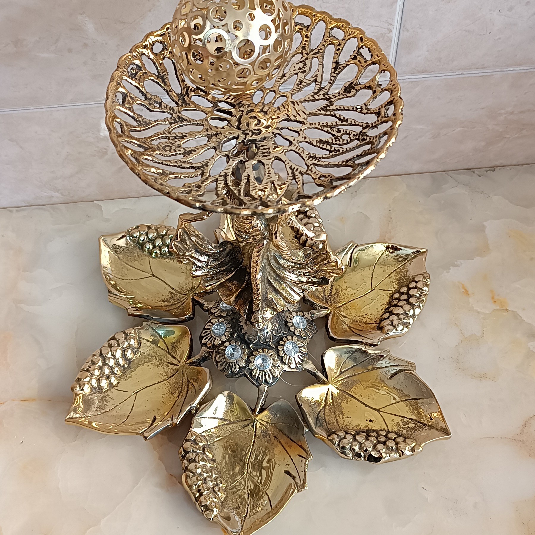 هفت سین برنجی بانو ،هفت سین برنجی برگ،به همراه جای سبزه (اردوخوری) کد 215