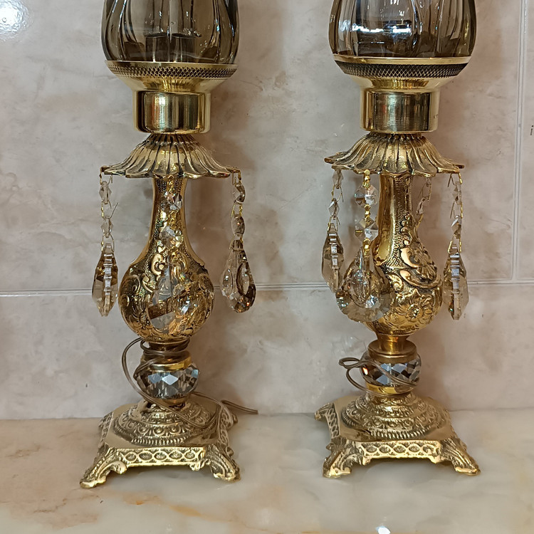 شمعدان برنجی رومیزی با لاله بلند جفتی کد 220 (برنزی)