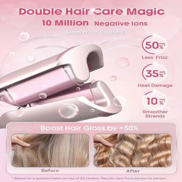 فر کننده مو شیگلم مدل Cupid’s Charm Beach Babe Hair Waver سایز 19 میلیمتر با تایمر هوشمند و پوشش سرامیکی