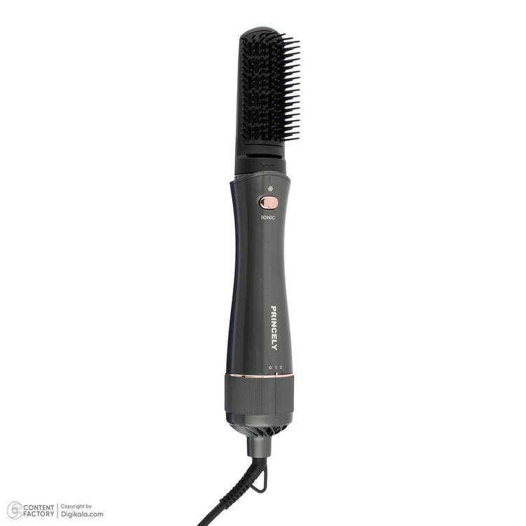 سشوار برسدار حالتدهنده پرنسلی مدل PR331AT با موتور DC، توان 240 وات، تنظیمات دما یک حالته، تنظیم سرعت دو سرعته، سری صافکننده، همراه با سری شانهدار، برس گرد پهن، برس تخت، متمرکزکننده پهن، سری دندانهدار و کیف نگهدارنده