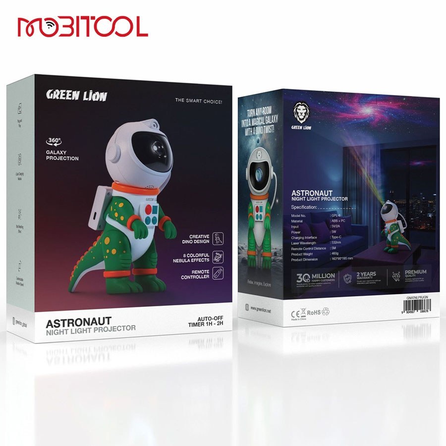 چراغ خواب پروژکتوری کهکشانی گرین لاین Green Lion Astronaut Night Light Projector