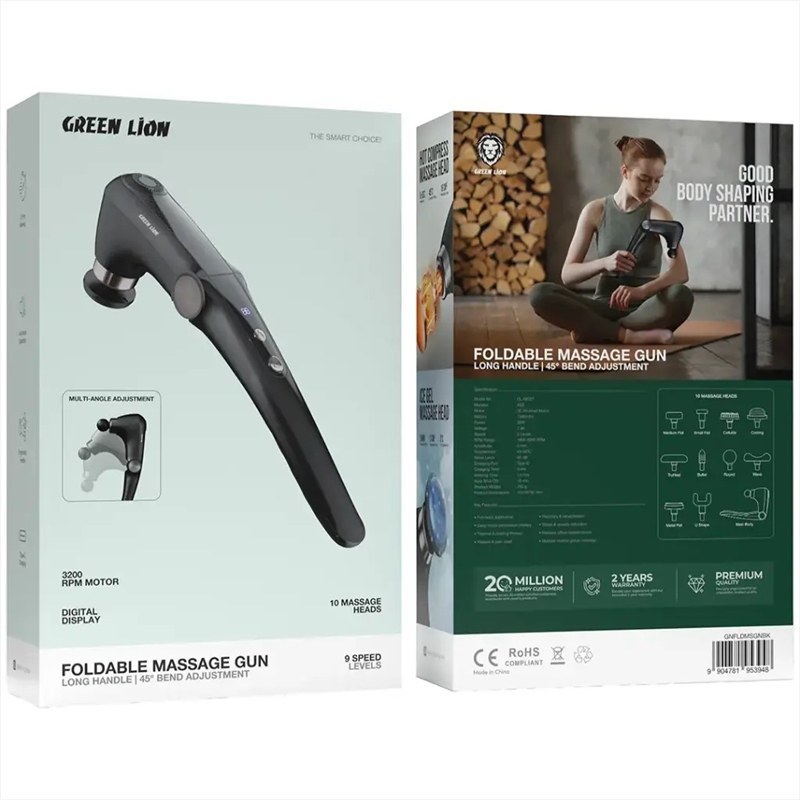 ماساژور دستی تاشو با قابلیت تنظیم زاویه گرین لاین مدل Green Lion Foldable Massage Gun