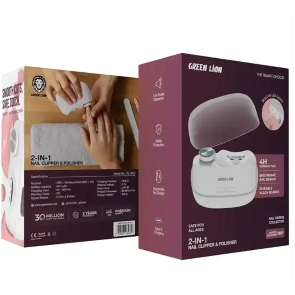 ناخن گیر و سوهان برقی گرین لاین مدل Green Lion 2 In 1 Nail Clipper and Polisher