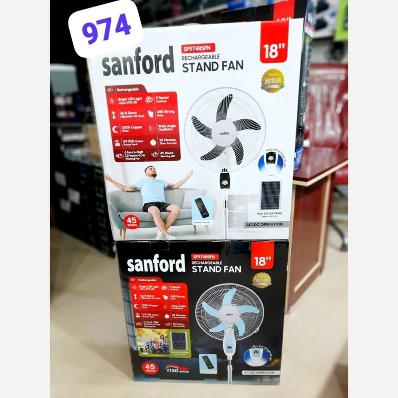 پنکه ایستاده شارژی سانفورد مدل 974