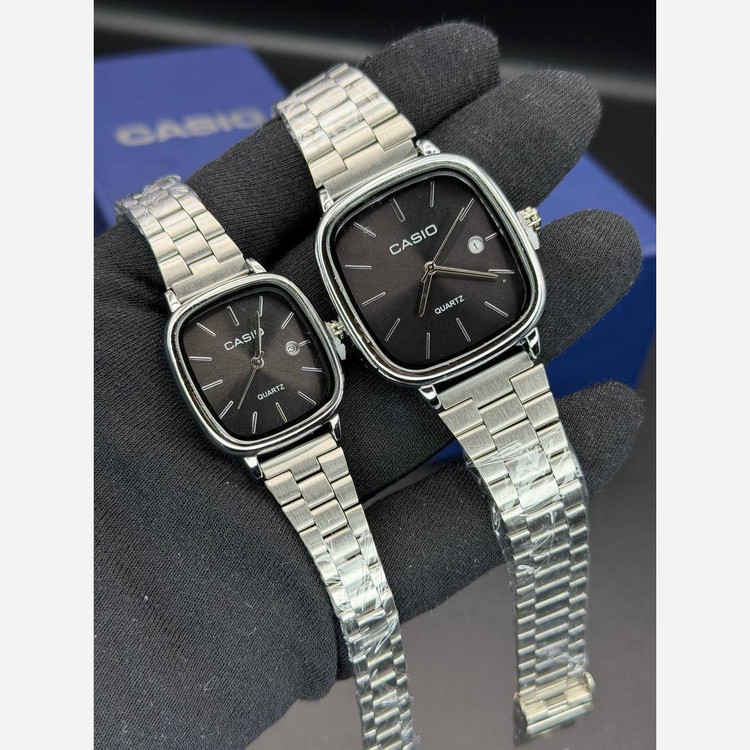 ساعت مچی ست زنانه و مردانه کاسیو اولدمانی casio مستطیلی رنگ ثابت ضمانتی
