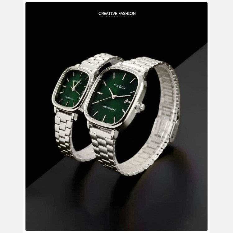 ساعت مچی ست زنانه و مردانه کاسیو اولدمانی casio مستطیلی رنگ ثابت ضمانتی
