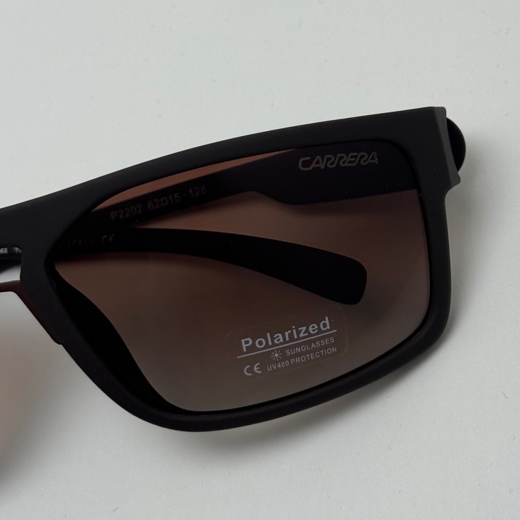 عینک آفتابی پلاریزه اسپرت کررا CARRERA قهوه ای مناسب رانندگی به همراه کاور پارچه ای و دستمال نانو مخصوص کد 2202