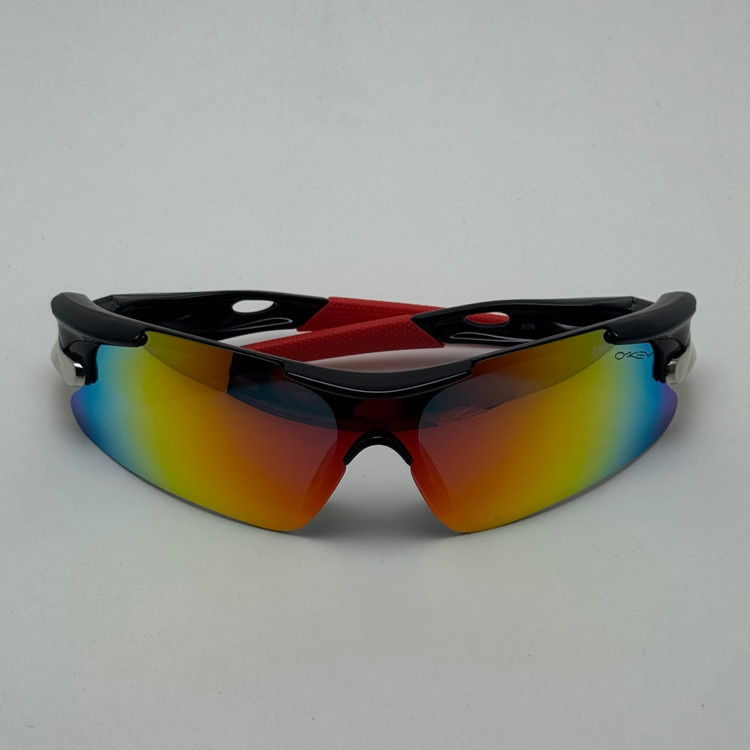 عینک آفتابی اسپرت اوکلی Oakley مدلRadar عدسی آتیشی فریم مشکی کد 806