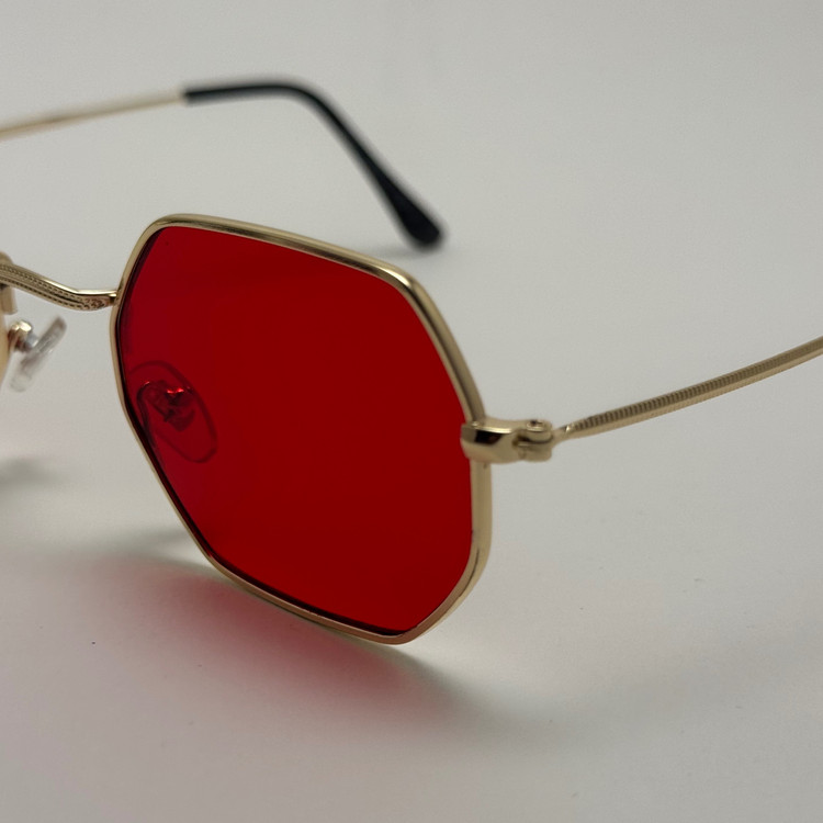 عینک شب ریبن Ray-ban قرمز فریم طلایی کد RB 3556