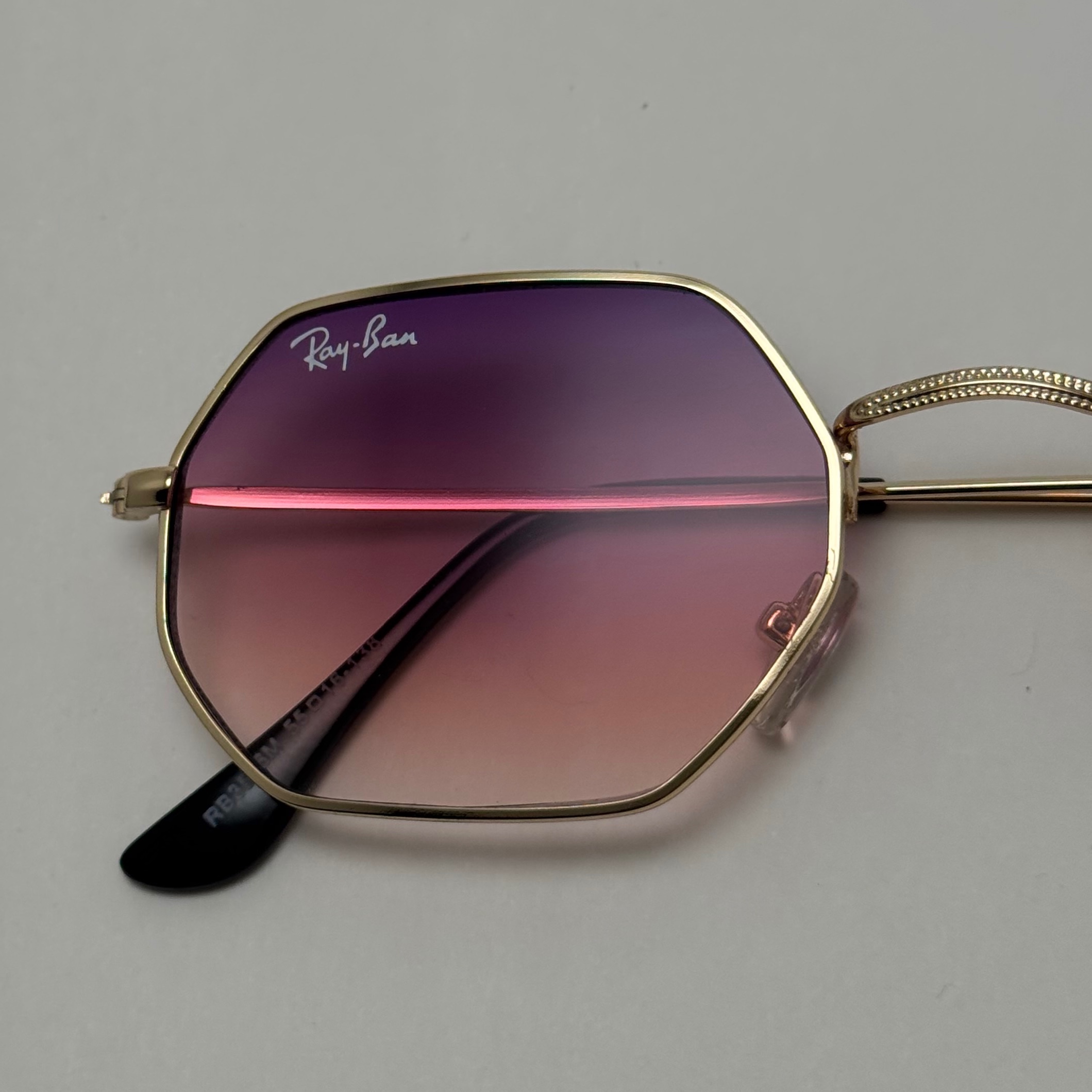 عینک شب ریبن Ray-ban صورتب هایلایت فریم طلایی کد RB 3556