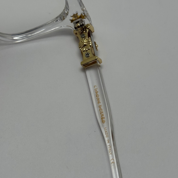 عینک بلوکات کروم هارتز کریستالی طلایی Chrome Hearts 2273 با پک کامل کروم هارتز - کیفیت مستر