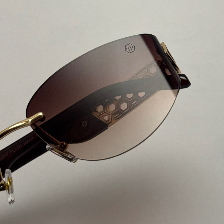 عینک آفتابی فیلیپ پلین Philip Plein مدل Luxury Shield فریم لس قهوه ای - لنز UV400