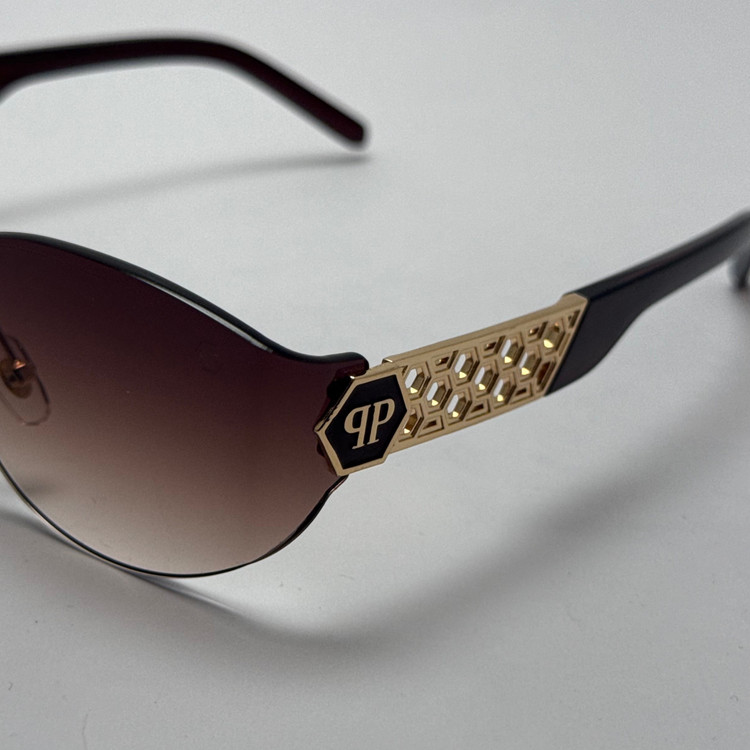 عینک آفتابی فیلیپ پلین Philip Plein مدل Luxury Shield فریم لس قهوه ای - لنز UV400
