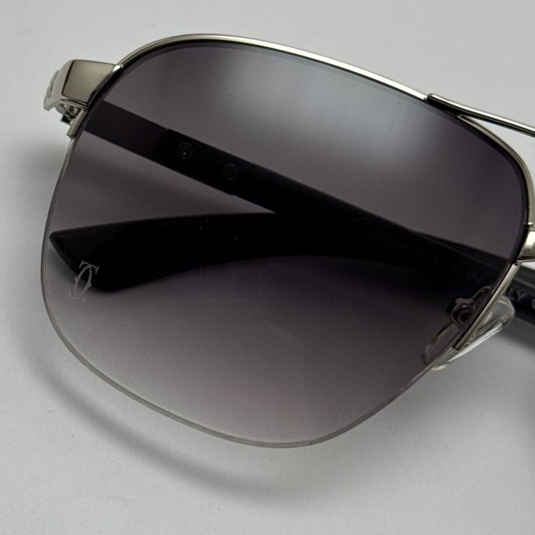 عینک آفتابی مردانه کارتیر Cartier مدل Santos مشکی نقره ای