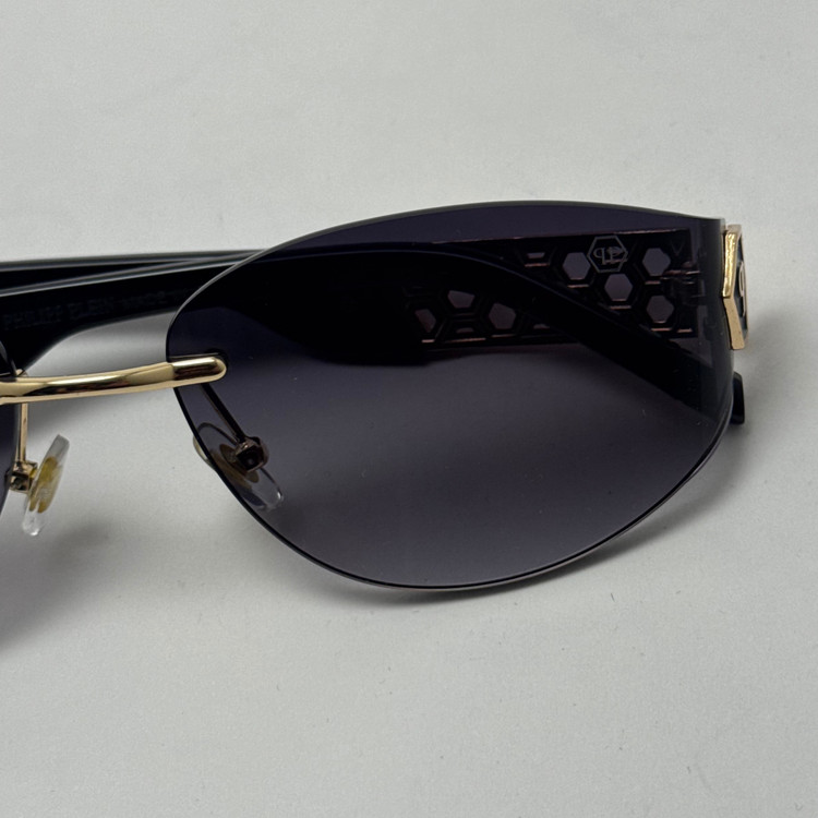 عینک آفتابی فیلیپ پلین Philip Plein مدل Luxury Shield فریم لس مشکی طلایی - لنز UV400