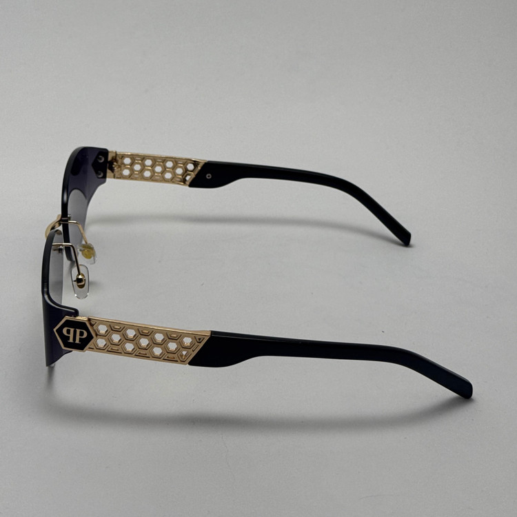 عینک آفتابی فیلیپ پلین Philip Plein مدل Luxury Shield فریم لس مشکی طلایی - لنز UV400