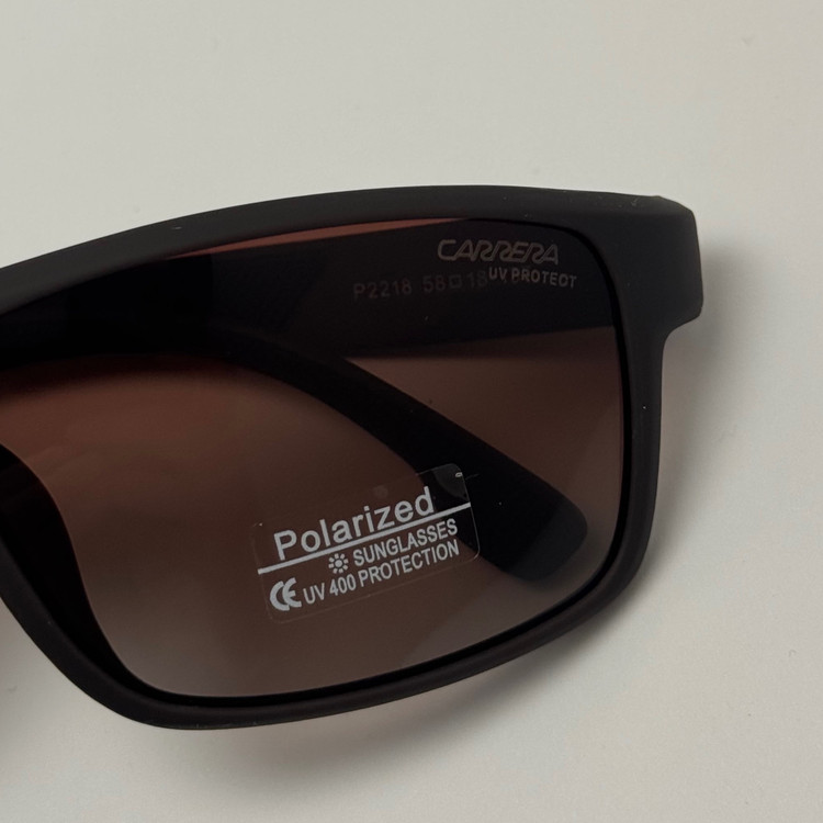 عینک آفتابی پلاریزه اسپرت کررا CARRERA قهوه ای مناسب رانندگی به همراه کاور پارچه ای و دستمال نانو مخصوص کد 2218