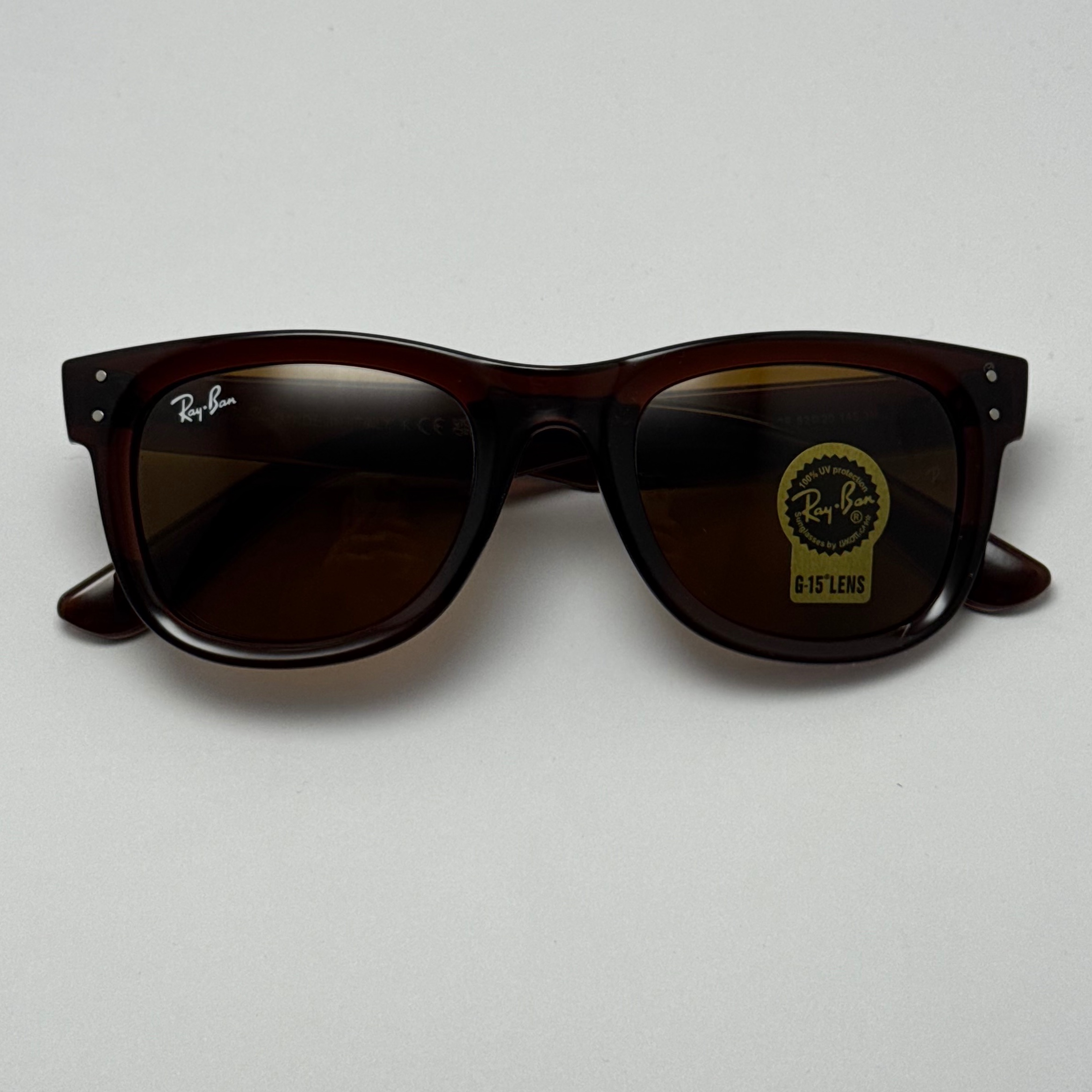عینک آفتابی ریبن ویفرر شیشه سنگ قهوه ای به همراه پک کامل ریبن Rayban WAYFARER RB 0502S