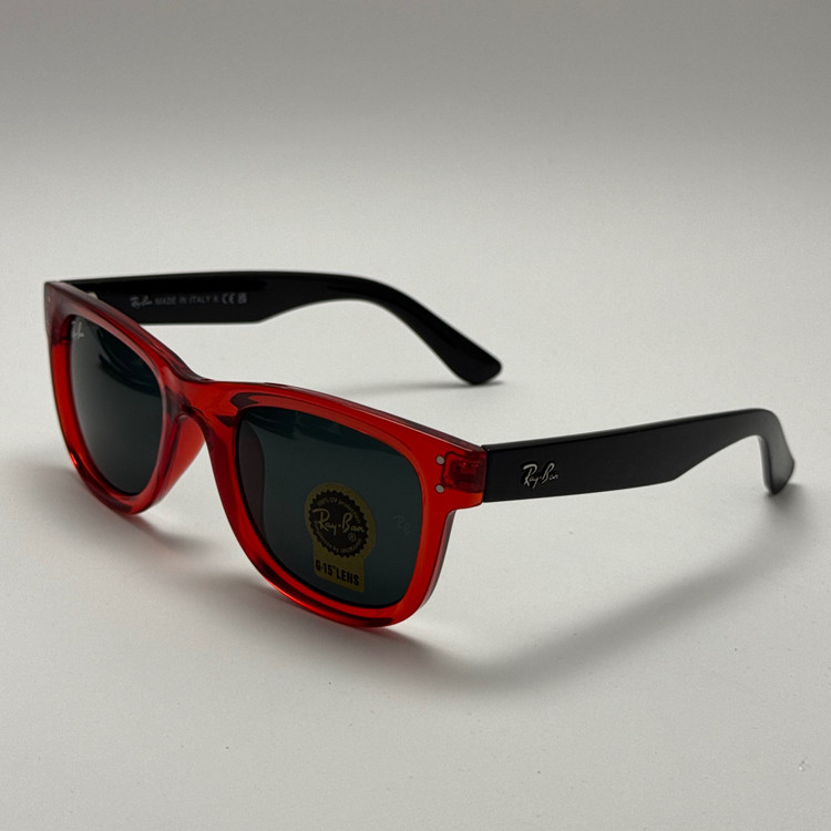 عینک آفتابی ریبن ویفرر شیشه سنگ مشکی قرمز به همراه پک کامل ریبن Rayban WAYFARER RB 0502S