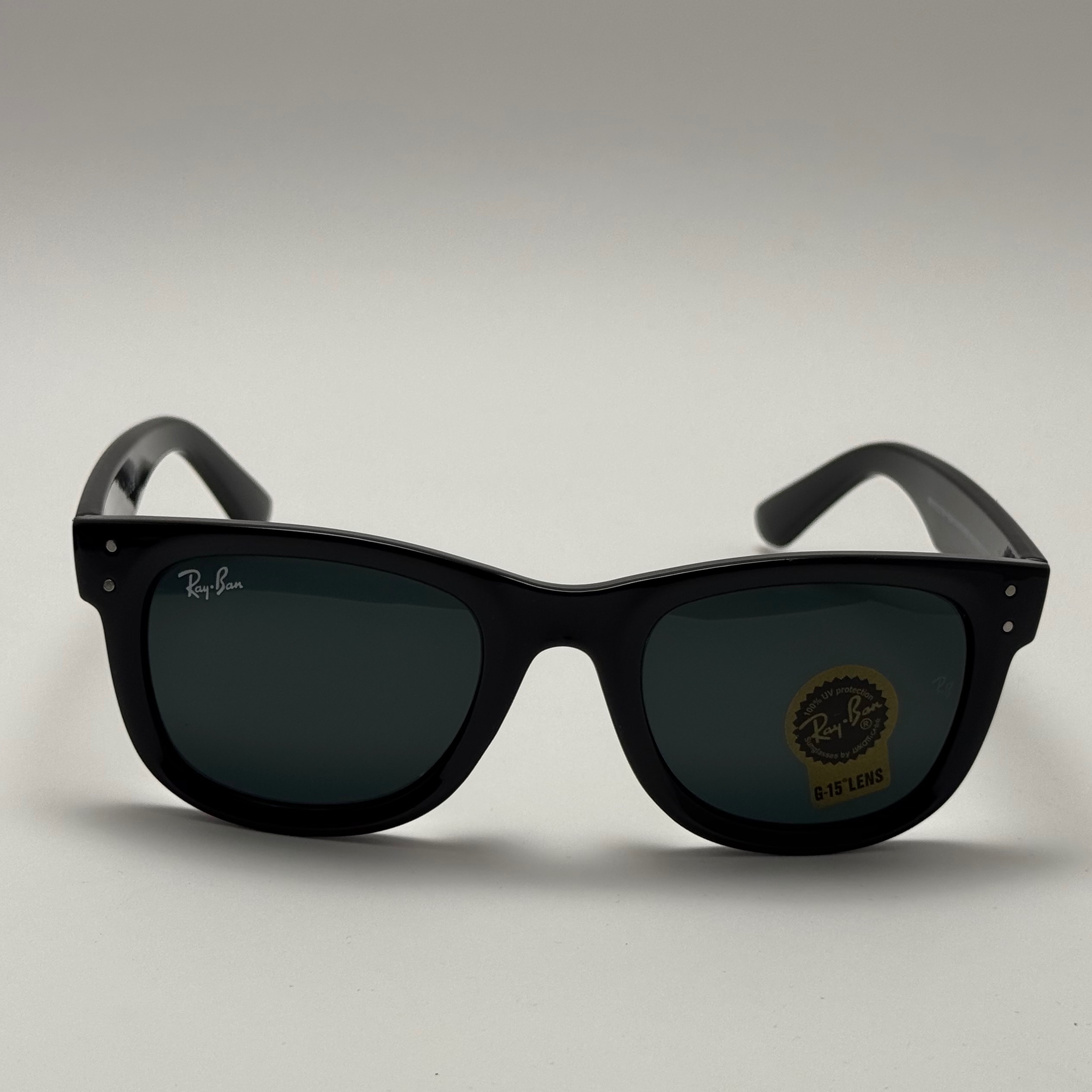 عینک آفتابی ریبن ویفرر شیشه سنگ تمام مشکی به همراه پک کامل ریبن Rayban WAYFARER RB 0502S