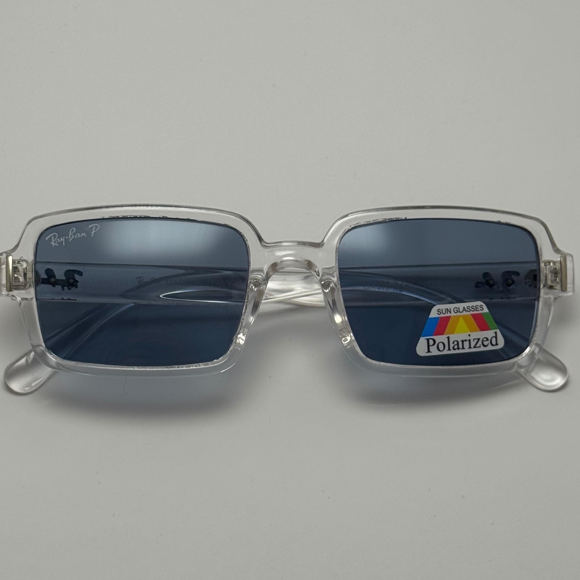 عینک آفتابی و شب پلاریزه ریبن مستطیلی آبی کد rayban RB 2201