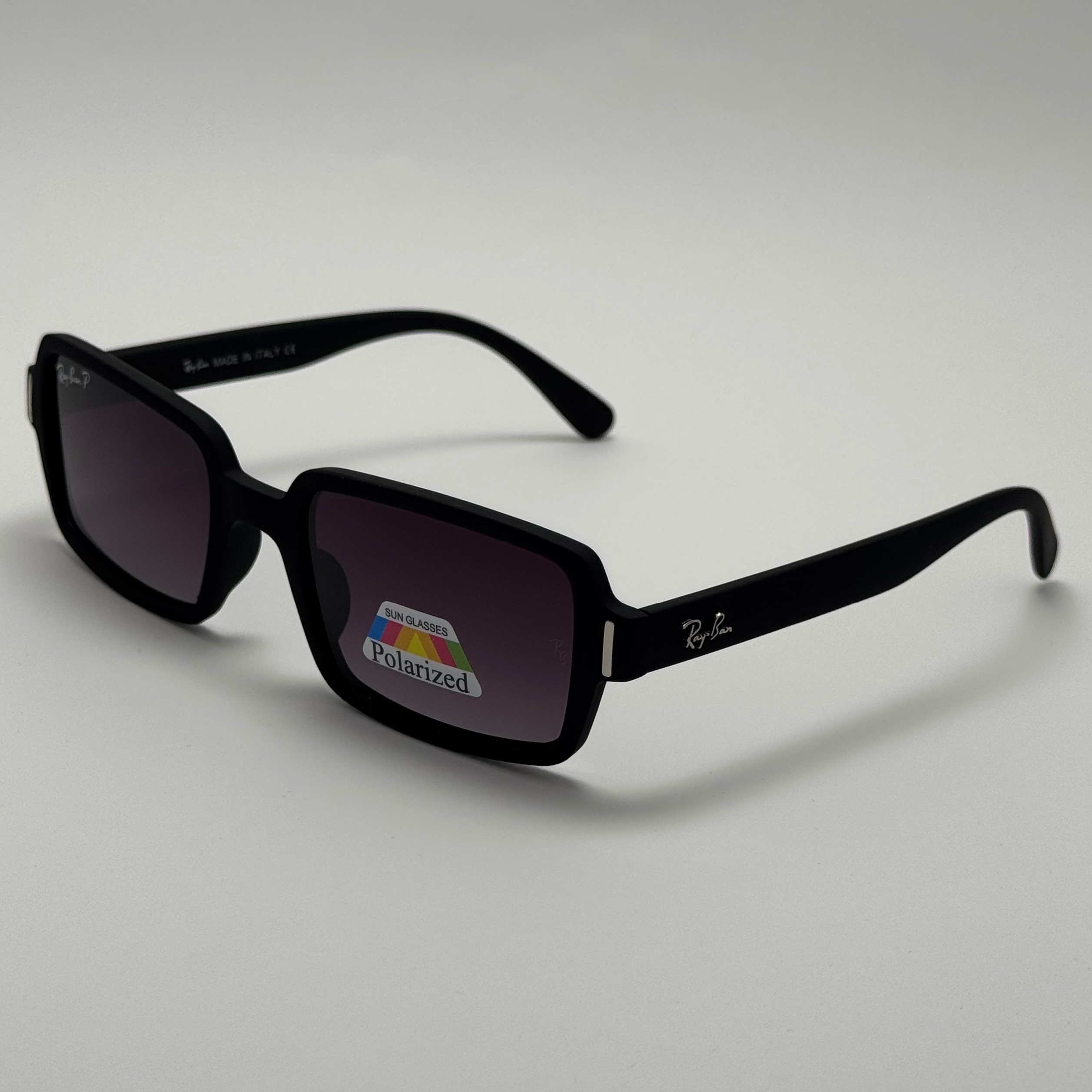 عینک آفتابی پلاریزه ریبن مستطیلی تمام مشکی کد rayban RB 2201