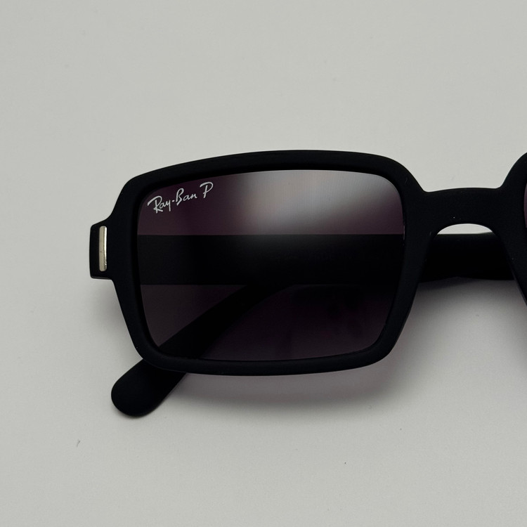 عینک آفتابی پلاریزه ریبن مستطیلی تمام مشکی کد rayban RB 2201