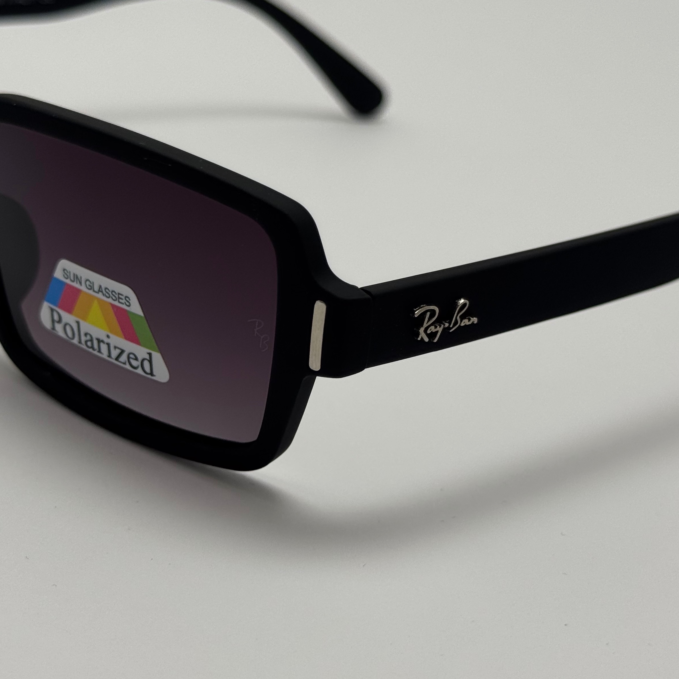 عینک آفتابی پلاریزه ریبن مستطیلی تمام مشکی کد rayban RB 2201