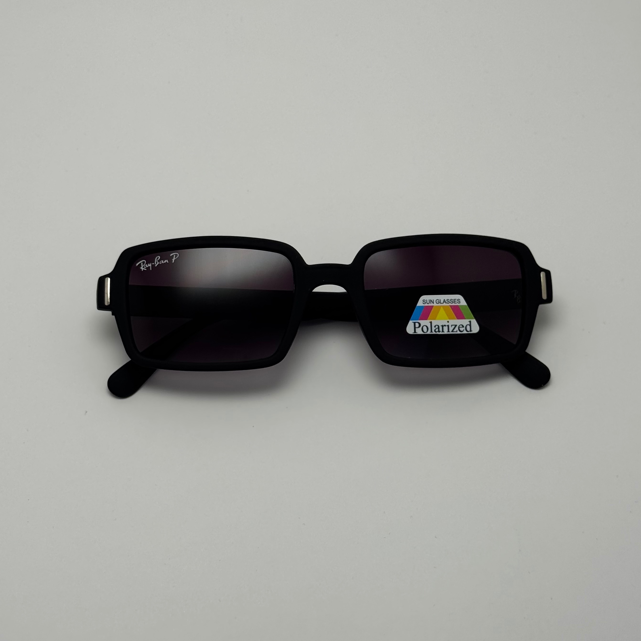 عینک آفتابی پلاریزه ریبن مستطیلی تمام مشکی کد rayban RB 2201
