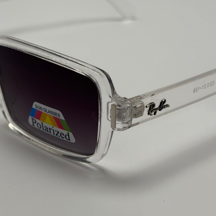 عینک آفتابی پلاریزه ریبن مستطیلی کریستالی مشکی کد rayban RB 2201