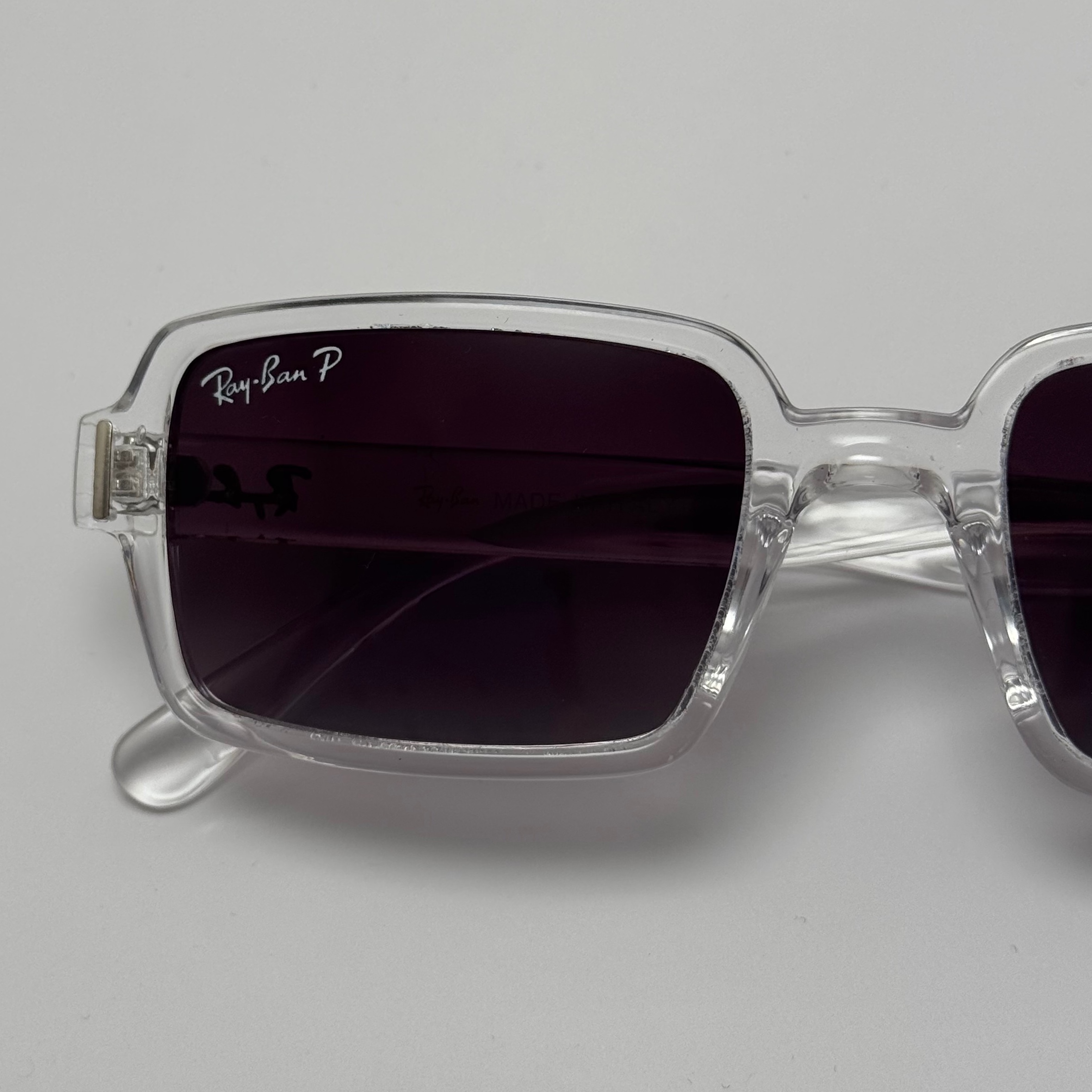 عینک آفتابی پلاریزه ریبن مستطیلی کریستالی مشکی کد rayban RB 2201