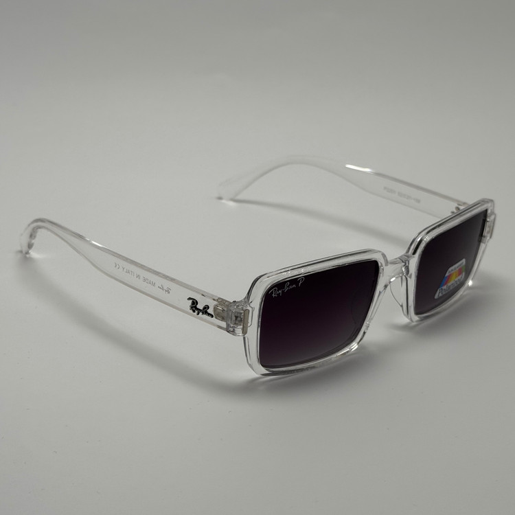 عینک آفتابی پلاریزه ریبن مستطیلی کریستالی مشکی کد rayban RB 2201