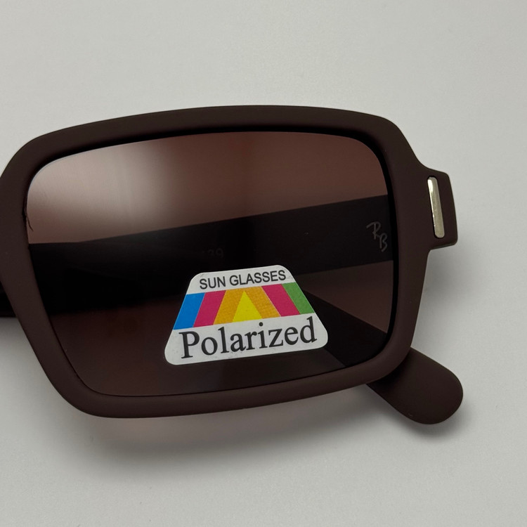 عینک آفتابی پلاریزه ریبن مستطیلی قهوه ای کد rayban RB 2201