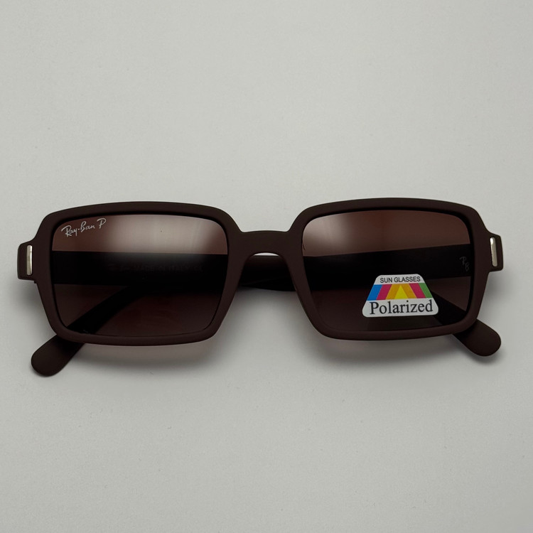 عینک آفتابی پلاریزه ریبن مستطیلی قهوه ای کد rayban RB 2201