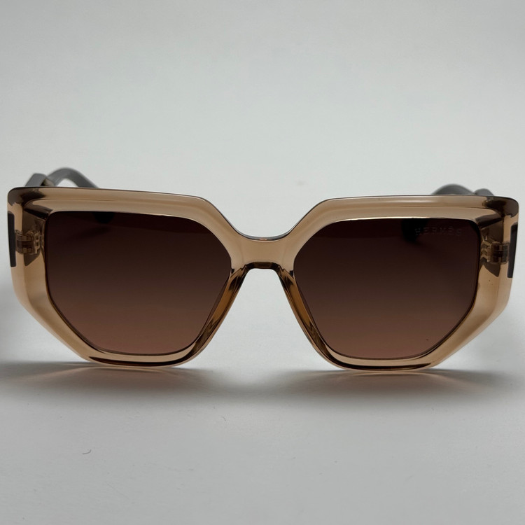عینک آفتابی زنانه هرمس مدل Hermes Cut Out Brown دسته چرمی قهوه ای کد رفرنس 1178