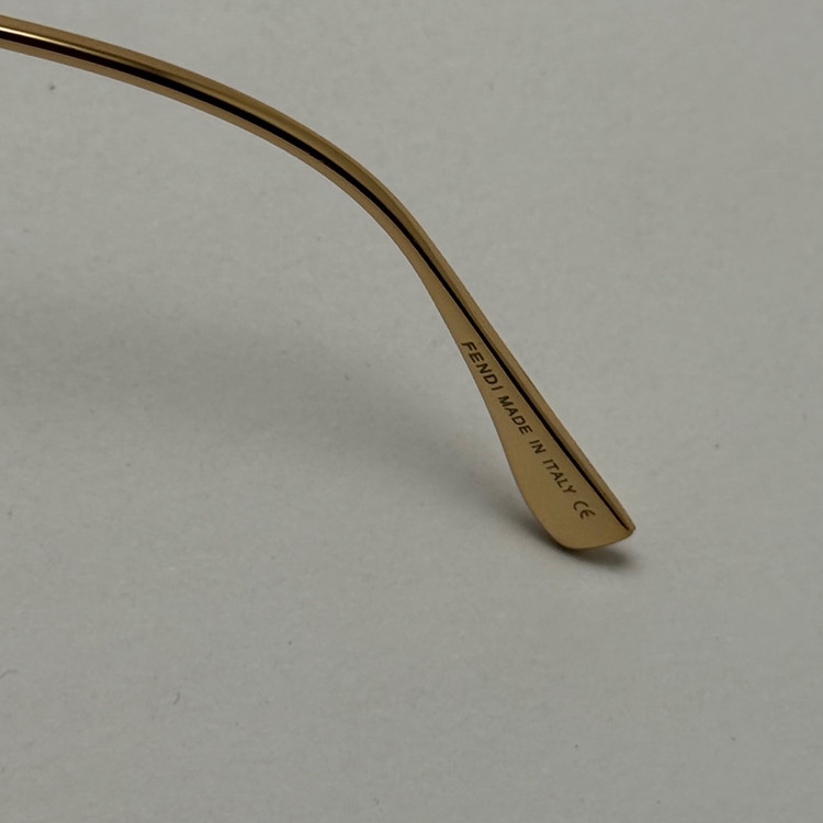 عینک آفتابی زنانه فندی Fendi فریم لس بیضی مدل Oval Frame Diamond Style نگین کاری شده کیفیت مستر مشکی طلایی
