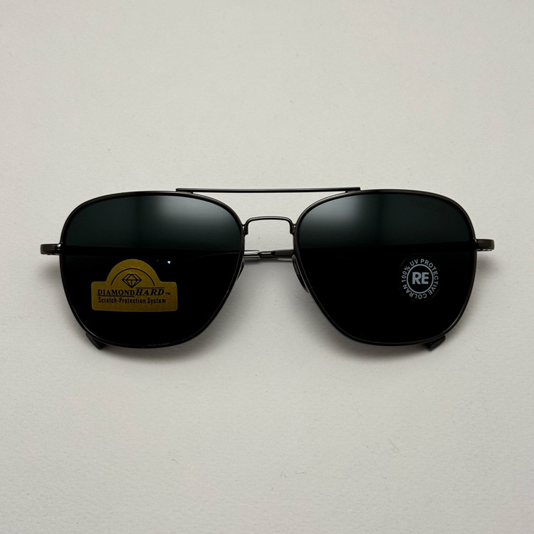عینک آفتابی خلبانی رندولف شیشه سنگ آنتی رفلکس مشکی فریم نوک مدادی فول پک RANDOLPH AVIATOR RE 58 24K WHITE GOLD
