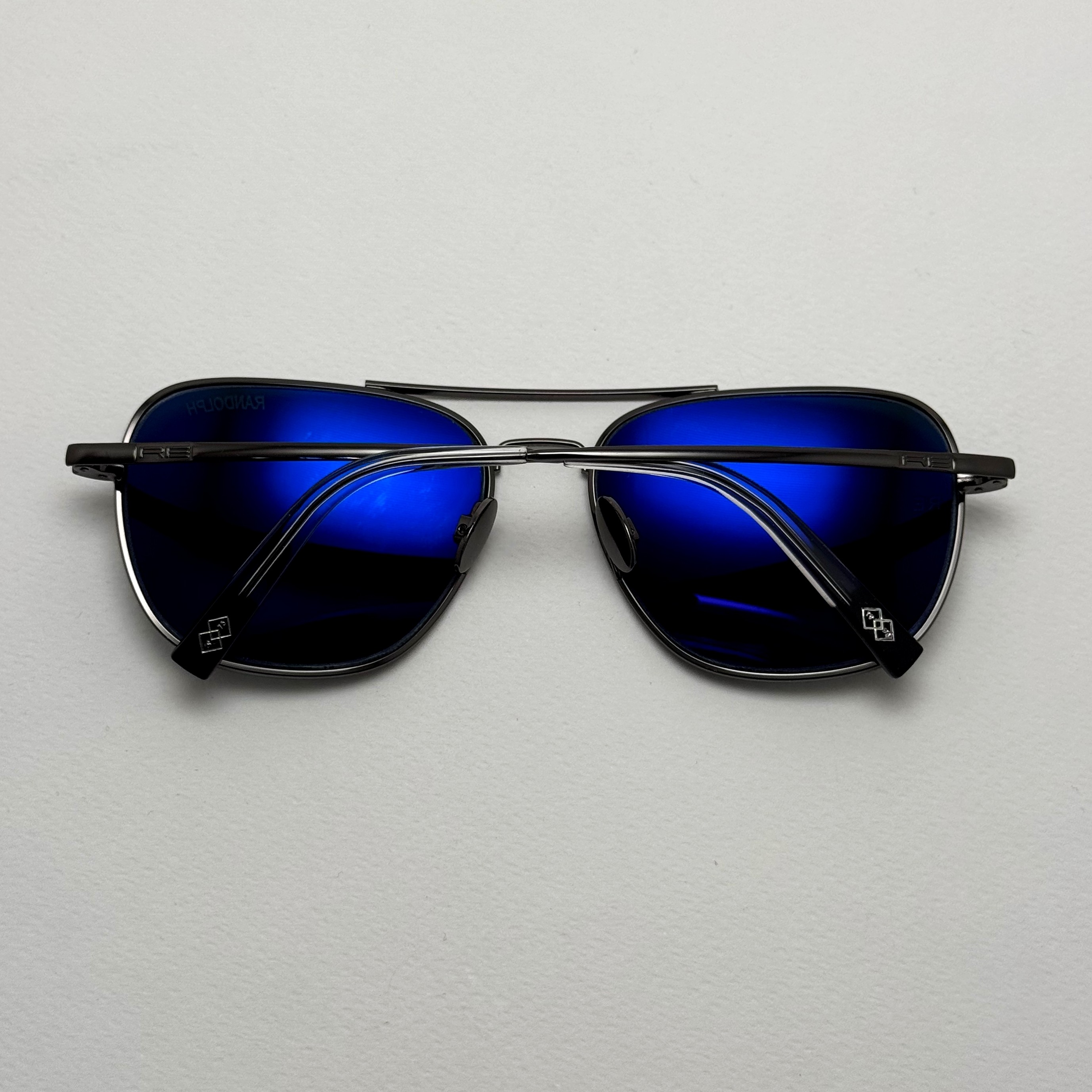 عینک آفتابی خلبانی رندولف شیشه سنگ آنتی رفلکس مشکی فریم نوک مدادی فول پک RANDOLPH AVIATOR RE 58 24K WHITE GOLD
