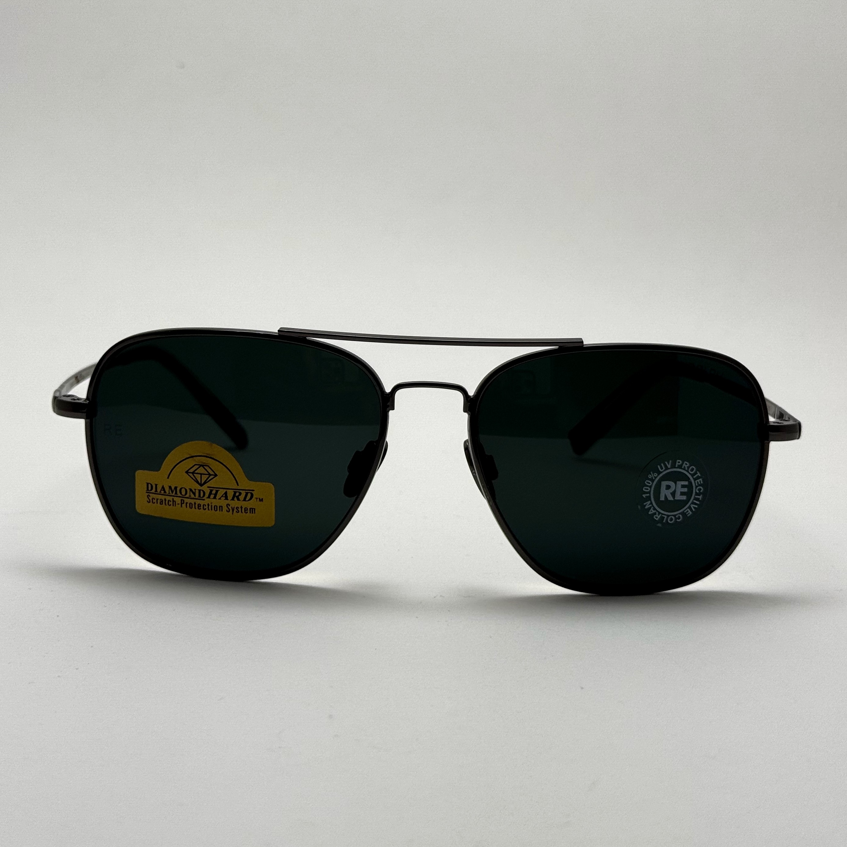 عینک آفتابی خلبانی رندولف شیشه سنگ آنتی رفلکس مشکی فریم نوک مدادی فول پک RANDOLPH AVIATOR RE 58 24K WHITE GOLD