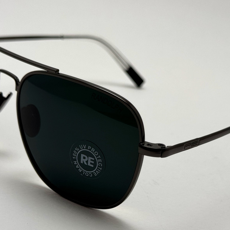 عینک آفتابی خلبانی رندولف شیشه سنگ آنتی رفلکس مشکی فریم نوک مدادی فول پک RANDOLPH AVIATOR RE 58 24K WHITE GOLD
