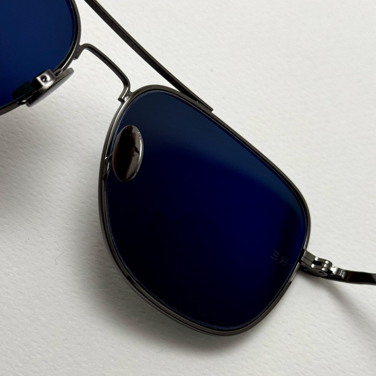 عینک آفتابی خلبانی رندولف شیشه سنگ آنتی رفلکس مشکی فریم نوک مدادی فول پک RANDOLPH AVIATOR RE 58 24K WHITE GOLD